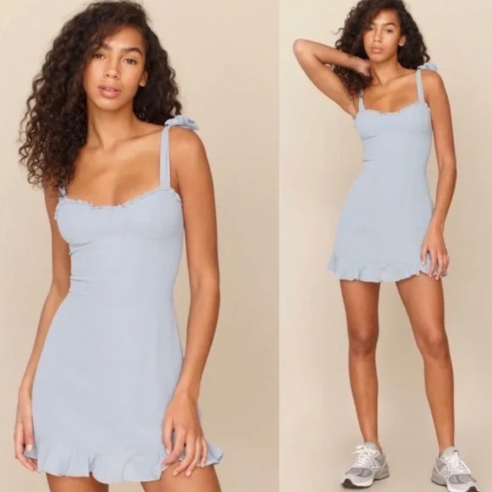 Reformation Christine Light Blue Mini Dress Size 6